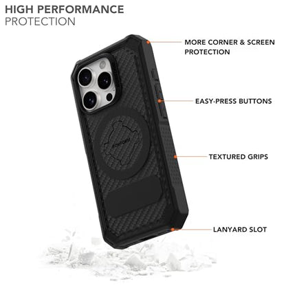 Rokform Rugged Case Compatible with iPhone 16 Pro, Magnetic Cover (Black) - color: Black, size: iPhone 16 Pro