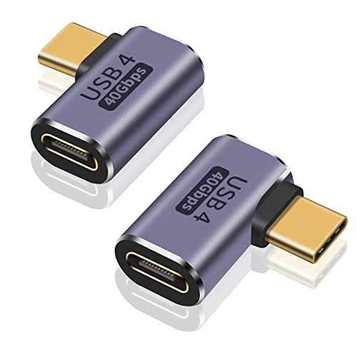 Poyiccot Right Angle USB C Adapter, 40Gbps 90 Degree Type C Extender Support 8K Video & 100W Charging for Thunderbolt 4, USB 4, Mobile Phone, Tablet, 2Pack - style: usb c right angle