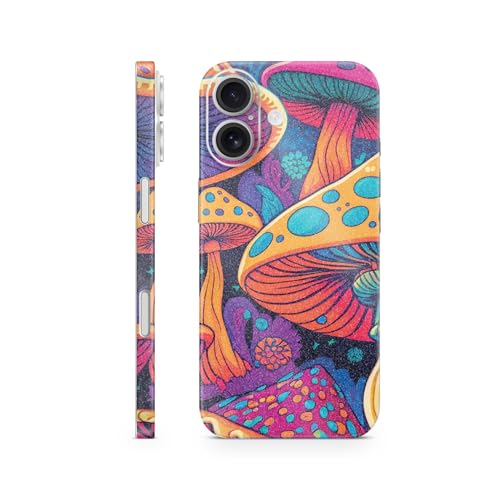 Glossy Glitter Phone Skin Compatible with Apple iPhone 17 - Mushrooms - Premium 3M Vinyl Protective Wrap Decal Cover - Easy to Apply | Crafted in The USA by MightySkins - color: Mushrooms, size: iPhone 17 (Full Wrap), style: Glossy Glitter Finish