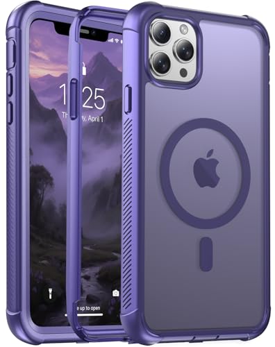 Magnetic for iPhone 11 Pro Max Case Heavy Duty Protection Dark Purple | Compatible with MagSafe,Military Grade Drop Protection,Translucent Matte,Non-Slip,Shockproof 2-Layer Durable Bumper Case - color: Dark Purple, size: iPhone 11 Pro Max