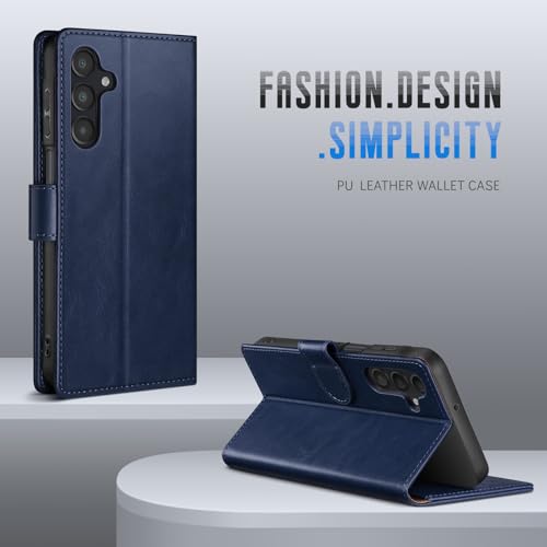Wallet Case for Samsung Galaxy A16 5G, Blue | RFID-Blocking Card Holder, Kickstand, Magnetic Closure, PU Leather Folio Flip Cover, Protective Women Men Cases - color: Blue, size: SamsungGalaxy A16