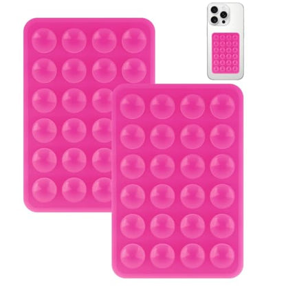 Yojaro 2 Pack Silicone Suction Phone Case Mount, Silicon Adhesive Smartphones Stand Sticky, Non Slip Suction Cup, Hands-Free Phone Accessories Holder for Selfies and Videos Rose Red - color: Rose red