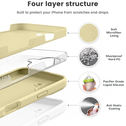 Vooii Compatible with iPhone 16 Case, Liquid Silicone Upgrade [Camera Protection] [Soft Anti-Scratch Microfiber Lining] Shockproof Phone Case for iPhone 16 6.1 inch - Creamy Yellow - color: Creamy Yellow, size: iPhone 16