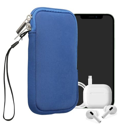 kwmobile Universal Phone Pouch Size M - 5.5" - Neoprene Smartphone Pouch with Zip - Water-Repellent Mobile Phone Case - Sleeve in Baltic Blue - color: Baltic Blue, size: M - 5.5"
