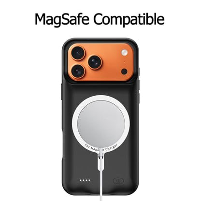 Battery Case for iPhone 17 Pro Max, 12000mAh Slim Portable Rechargeable Protective Battery Pack Cover Wireless Charging Case Compatible with iPhone 17 Pro Max (6.9 inch) Extended Charger Cover(Black) - size: iPhone 17 Pro Max (6.9 inch)