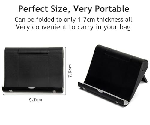 Adjustable Foldable Cell Phone Stand for Desk, Compatible with Most Smartphones and Tablets, Fits Devices up to 10 Pounds - color: Black+White