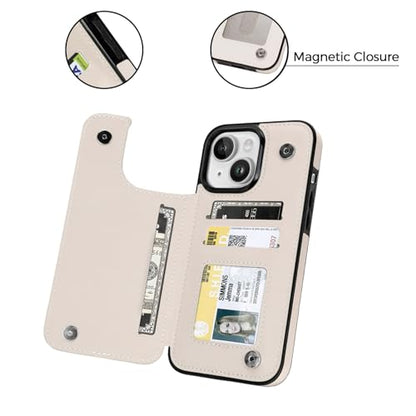 uCOLOR for iPhone 13/14 Wallet Case with Card Holder Desert Flowers | PU Leather RFID Blocking for Women Men Magnetic Clasp Kickstand 6.1" - color: Desert Flowers