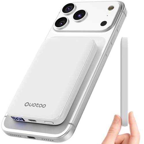 for Magsafe Portable Charger, 5000mAh Slim Wireless Magnetic Power Bank | 20W USB-C Power Delivery,LED Display,Travel Essential for Magsafe Battery Pack Compatible with iPhone 17-12 Series - color: white