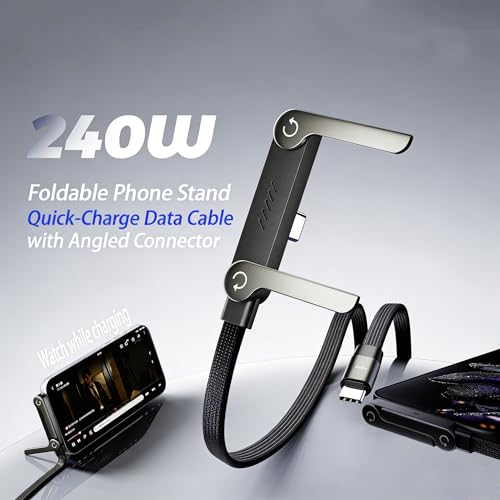 240W USB C to USB C Fast Cable with Invisible Phone Stand, 90° Flat Cord - size: 1Pcs ( C to C )
