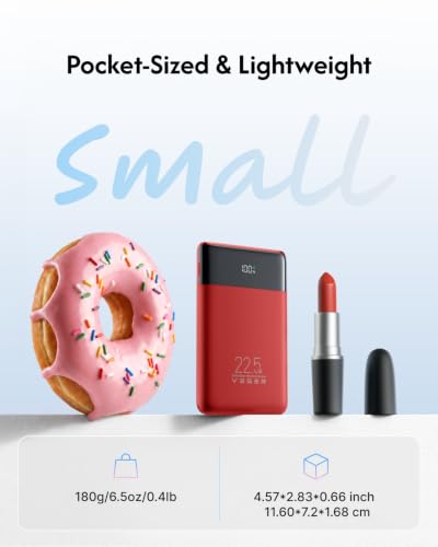 VEGER 10000mAh 22.5W Fast Charging Portable Charger with Built-in Cables - color: Red
