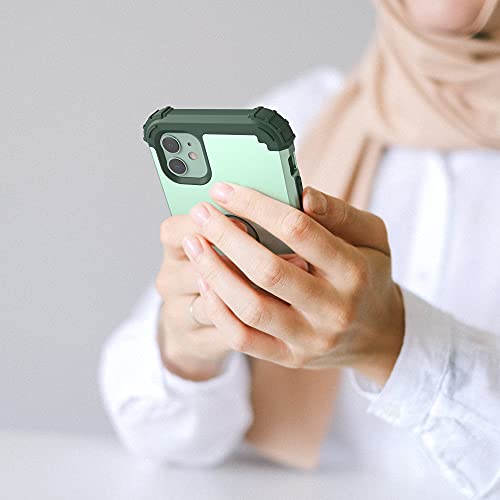 IDweel for iPhone 11 Case with Tempered Glass Screen Protector,Hybrid 3 in 1 Shockproof Heavy Duty Protection Hard PC Cover Soft Silicone Bumper Full Body Case, Mint Green - color: Mint Green