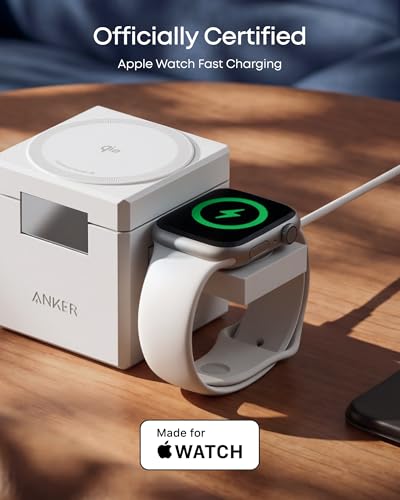 Anker 3-in-1 Cube MagSafe Compatible Qi2 15W Foldable Charging Station - color: Aurora White