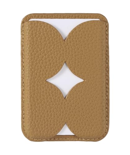 Luner - Leather Magnetic Card Wallet Compatible with Magsafe - for iPhone 16, 15, 14, 13, 12 series - Holds 2 cards - Made of Vegan Leather - Light Brown - color: Light Brown, style: Classic
