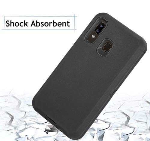 Heavy Duty Defender Armor Case for Samsung Galaxy A20/A30/A50 - Built-in Screen Protector - Black - color: Black
