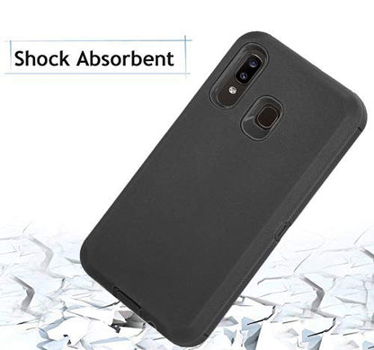 Heavy Duty Defender Armor Case for Samsung Galaxy A20/A30/A50 - Built-in Screen Protector - Black - color: Black