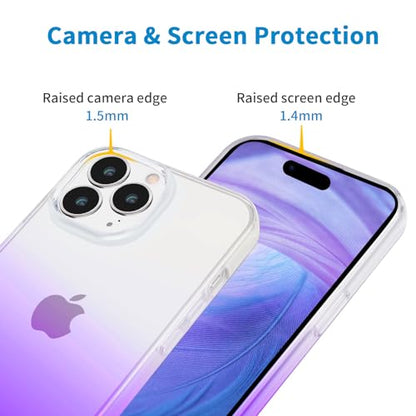 JJGoo Compatible with iPhone 15 Pro Case Clear, Soft Clear Fiexible TPU Phone Cases, Shockproof Transparent Bumper Cover Slim Thin Phone Case, Gradient Purple - color: Gradient Purple
