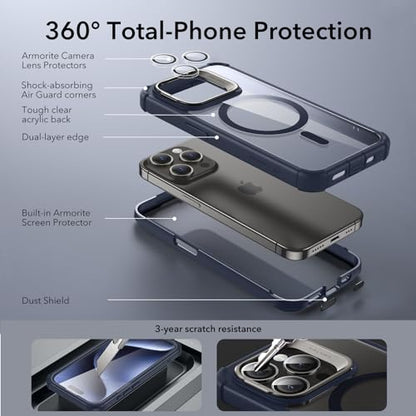 ESR for iPhone 15 Pro Case Flex Stand, Fit for Magsafe, Clear Dark Blue - color: Clear Dark Blue