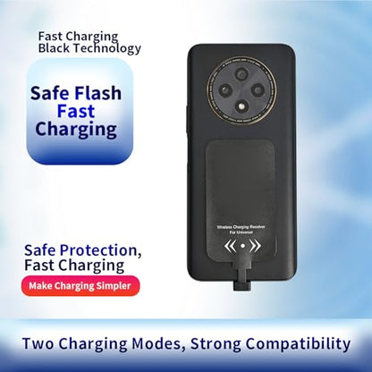 Wireless Charging Receiver, Ultra Thin USB C Wireless Charger Receiver Module, Works with All Charging Pads, Upgrade for and USB Type C Phones