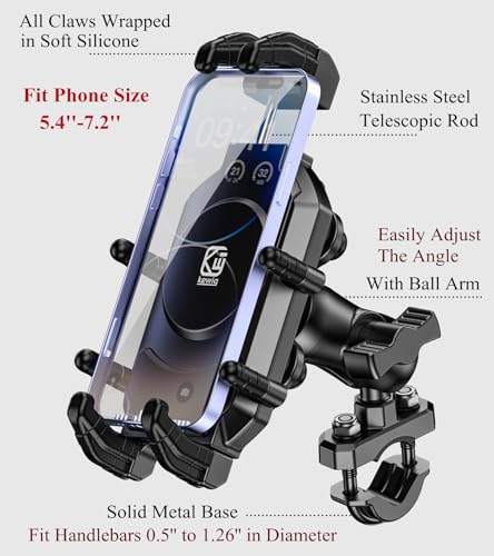 BRCOVAN Motorcycle Phone Mount Holder with Vibration Dampener & Secure Lock