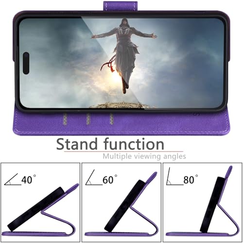 SUANPOT Compatible with iPhone 17 6.3" Wallet case with RFID Blocking Credit Card Holder,Flip Book PU Leather Protective Cover Women Men for Apple 17 Phone case Purple - color: Purple, size: iPhone 17 6.3"
