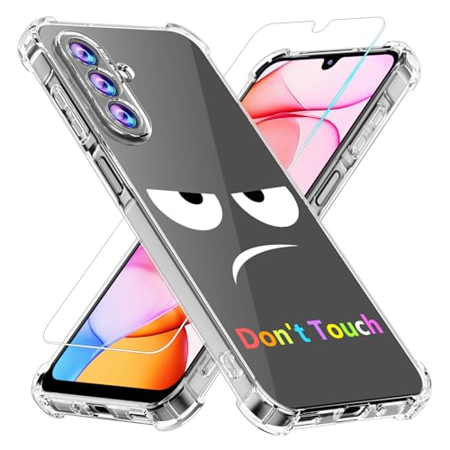 Phone Case for Samsung Galaxy A17 5G Case, Samsung A17 5G Case with Tempered Glass Screen Protector, Soft Flexible TPU Slim Fit Shockproof Phone Cover for Women Men Girl Boy (Clear-Don’t Touch) - color: Clear-Touch