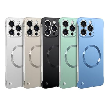 for iPhone Case,Luxury Magnetic Metal Gloss Matte Ultra Thin Frameless,Compatible with Magsafe Slim Hard PC Protection Shockproof Phone Case (Silver,iPhone 12) - color: Silver, size: iPhone 12