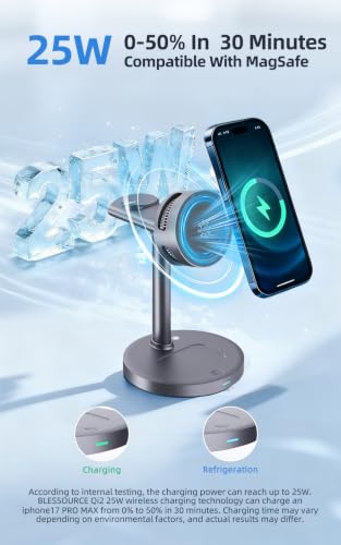 Qi2.2 25W 3 in 1 Magnetic Wireless Charging Station with TEC Active Cooling