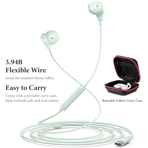 APETOO USB C Headphones for iPhone 18 Pro Max 17 16 15/iPad Air Earbuds - color: Mint Green