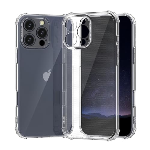 I&H for iPhone 16 Pro 6.3 inch Case Crystal Clear Non-Yellowing, Shockproof, Anti-Scratch, Transparent Soft Back Cover