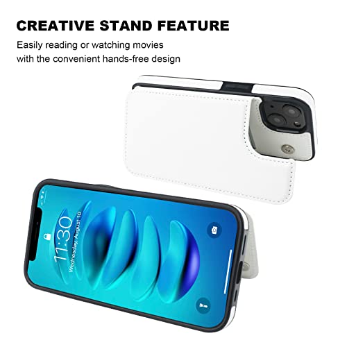 ONETOP for iPhone 14 Wallet Case with Credit Card Holder,White - color: White
