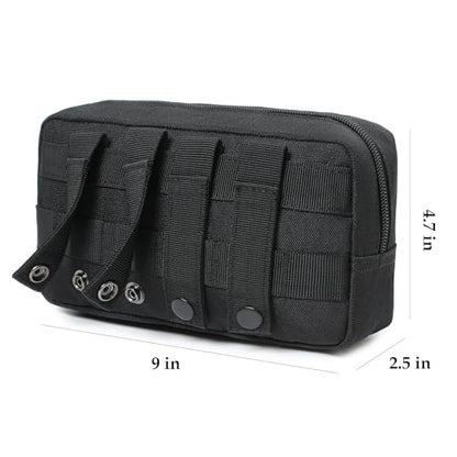 Mini Heavy Duty Tactical Belt Pouch for Men - Small Molle Pouch,Admin Pouch - color: black-big Horizontal pouches