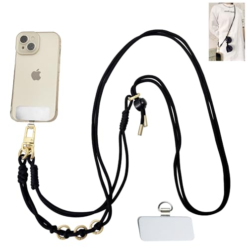 DAOSUN Phone Lanyard CellPhone Strap Crossbody, 3 in 1 Detachable Anti Theft Phone Cross Body Strap - color: Black-5mm Paracord