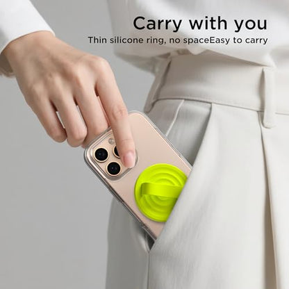 Magnetic Phone Grip for MagSafe, Silicone Ring Grip, Neon Yellow - color: Neon Yellow