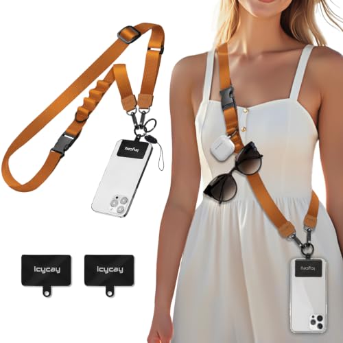 Icycay Phone Lanyard Crossbody Strap Adjustable Teacher Women Golden Brown - color: 1 Golden Brown