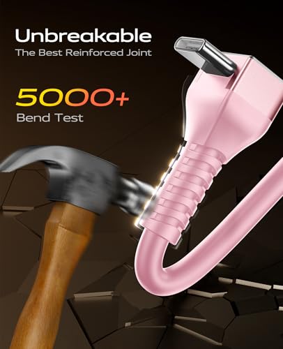 90 Degree Coiled USB C Cable for Car 3FT, 2Pack USB C to USB C Cable-Pink - color: Pink, size: 3FT