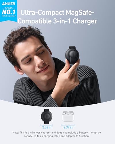 Anker MagGo UFO 3-in-1 MagSafe Compatible Qi2 15W Charging Station - color: Black Stone