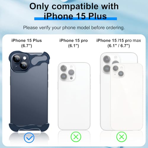 Frameless Phone Case Crafted for iPhone 15 Plus Blue - color: Aluminum Blue, size: iPhone 15 Plus