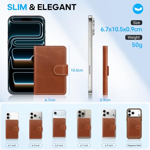 SHIELDON Genuine Leather for Magsafe Wallet, Retro Brown - color: Brown - Retro