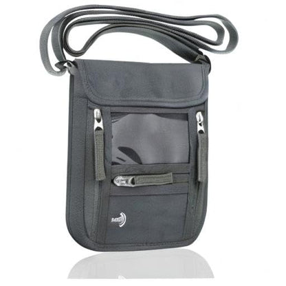 WALNEW Passport Holder Neck Pouch Travel Wallet for Women and Men, RFID Blocking Security Slim Traveling Wallet with Around Neck Lanyard Strap, Gray - color: Gray