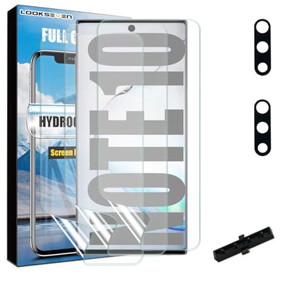 3 Hydrogel Films + 2 Tempered Glass Lens Protector For Galaxy Note 10 - size: Note 10