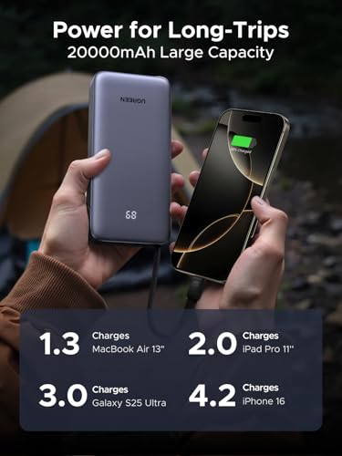 UGREEN Nexode 20000mAh 45W Power Bank, Built-in Cable for iPhone 17 Pro