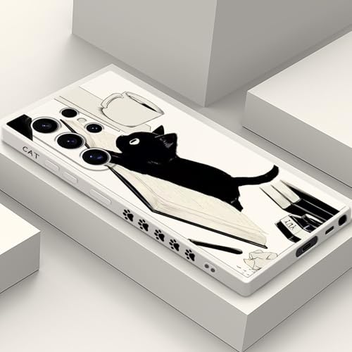 LEECG for Samsung Galaxy S24 Ultra Case, Design Pattern Slim Stylish Drop Proof Protective for Galaxy S24 Ultra Phone Cover 6.8 inch, Cat Rice White - color: Cat Rice White, size: for Samsung Galaxy S24 Ultra