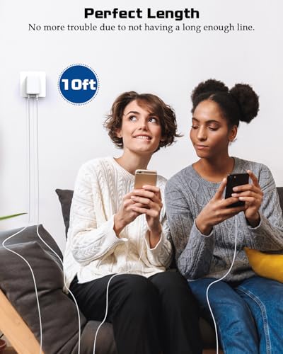 10Foot iPhone USBC Charging Cable,40W 2Pack Foldable Phone 17/16e Fast Charger Block 10FT USBC Cable Fast Charging for Apple iPhone 17/17 Air/17 Pro/16/16 Pro/16 Pro Max/16 Plus 15/15 Pro/Pro Max/iPad