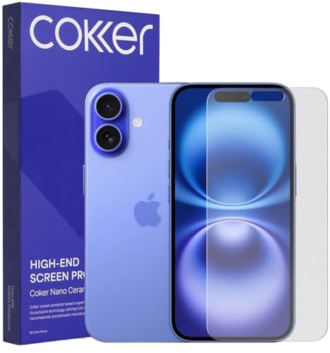 COKER [2 PACK] Tempered Glass Matte Screen Protector for iPhone 16– Korean Precision 9H Hardness, Anti-Glare, Anti-Scratch, Anti-Fingerprint, Anti-Blue Light Easy Install Paperfeel Screen Protector for iPhone 16 - size: iPhone 16