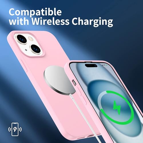 Compatible with iPhone 15 Plus Case 6.7", Slim Silicone 3 Layers Full Covered Soft Gel Rubber Cover Protective Phone Case with Anti-Scratch Microfiber Lining (Pink) - color: Pink, size: iPhone 15 Plus