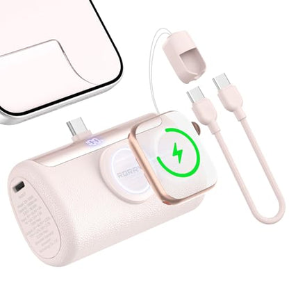 RORRY PalmGo Portable Charger Power Bank 10000mAh 3-in-1 Mini Battery Pack - color: Pink