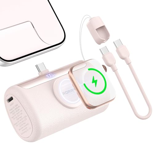 RORRY PalmGo Portable Charger Power Bank 10000mAh 3-in-1 Mini Battery Pack - color: Pink