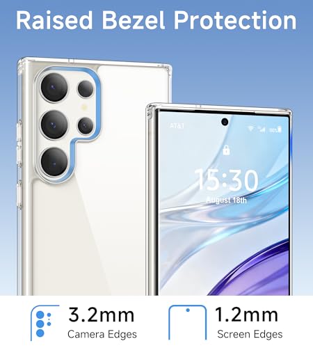 USLAI Case for Samsung Galaxy S23 Ultra 5G, Anti-Yellowing, Crystal Clear Back, Shockproof & Military‑Grade Drop Protection - Transparent - color: Clear, size: Galaxy S23 Ultra