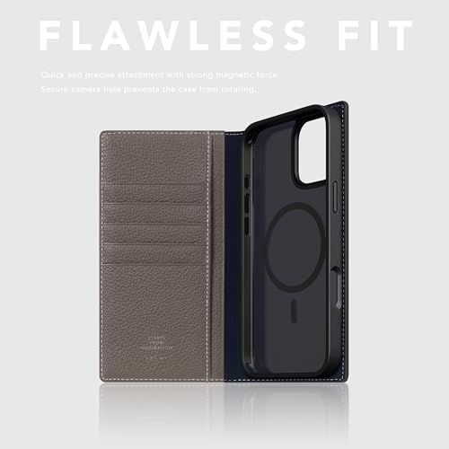 SLG D8 Full Grain Leather Wallet Case for iPhone 16 - [2-in-1] Handcrafted Detachable Diary Style with Magnetic MagSafe Back Cover, Gift Box Included (Etoffe Cream) - color: [D8 Full Grain] Etoffe Cream, size: iPhone 16