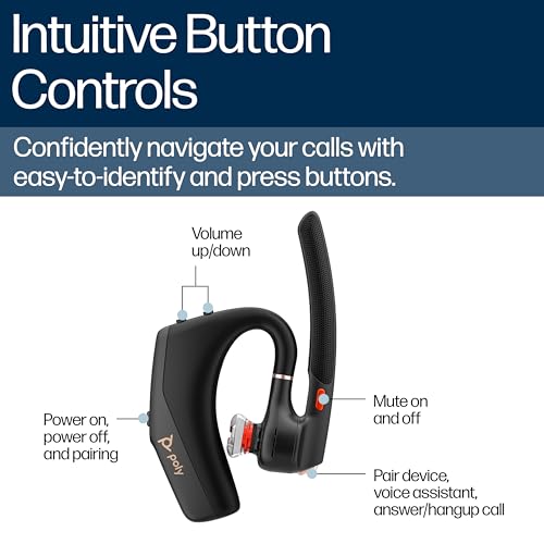 Poly Voyager Legend 50 UC Bluetooth Headset with Charging Case - 4 Noise-Canceling Mics, AI NoiseBlockAI & WindSmart Tech - Bluetooth Headphones with Mic, Smart Call Controls, All-Day Comfort - style: Legend 50 with Charging Case